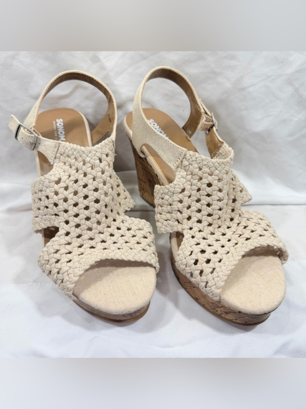 Kohl's Woven Cream Platform Wedge Sandals